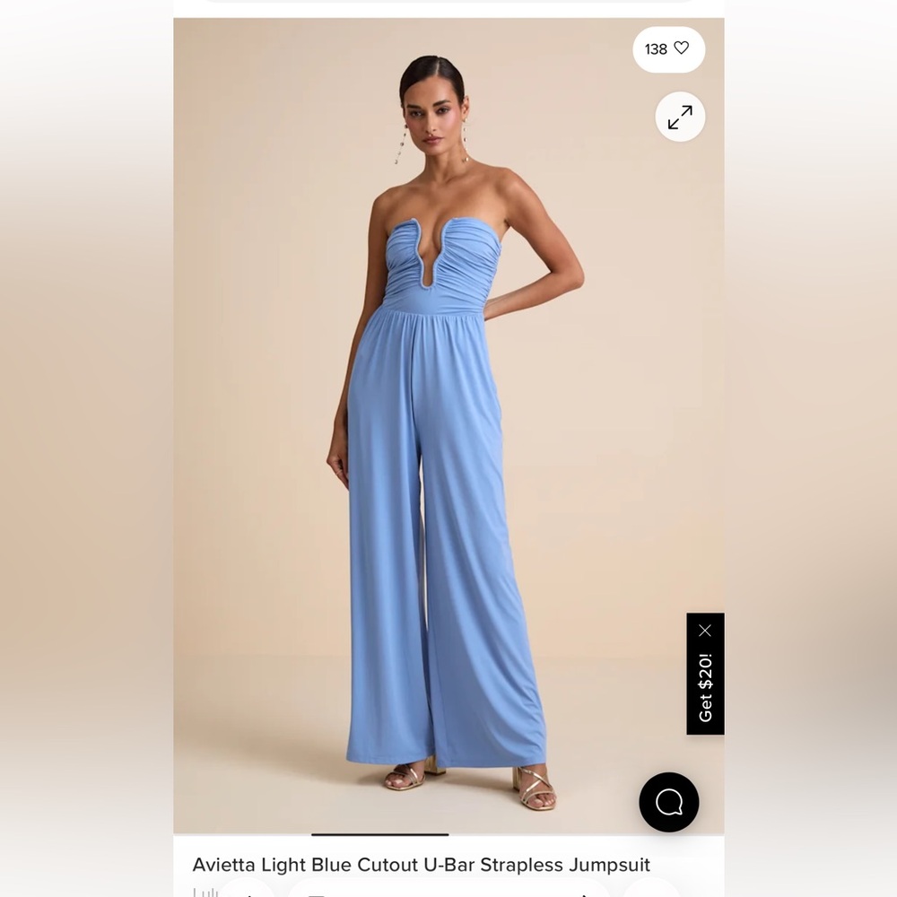 Light Blue Strapless Jumpsuit